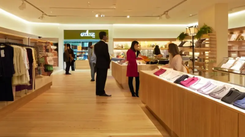 Una tienda retail vibrante y bien iluminada